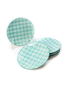 EZ Life - Glazed Green (7 5 Inch) Ceramic Dessert Plates Serveware Dinnerware Set Of 6