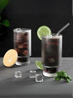 Smokey Cocktail - Tall Stripe Stunner Glass - Set Of 6