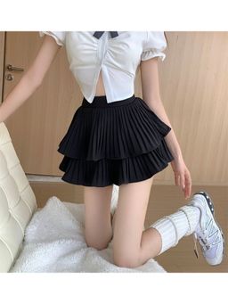 PARTIQ - Black Solid Mini Skirts