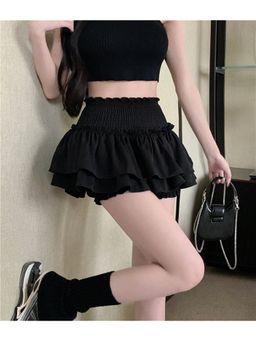 PARTIQ - Black Solid Mini Skirts