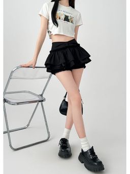 PARTIQ - Black Solid Mini Skirts