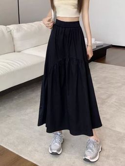 PARTIQ - Black Solid Maxi Skirts