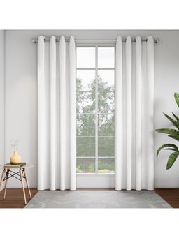 GM - Textured Snow White 7 Feet Room Darkening Door Curtain (Pack of 2)