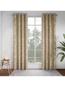GM - Textured Camel 7 Feet Room Darkening Door Curtain (Pack of 2)