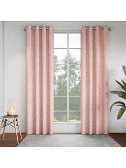 GM - Textured Rose Quartz 7 Feet Room Darkening Door Curtain (Pack of 2)