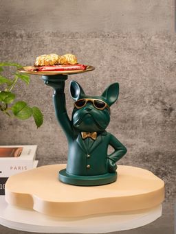 Smokey Cocktail - Cute Bulldog Statue Figurines, Green