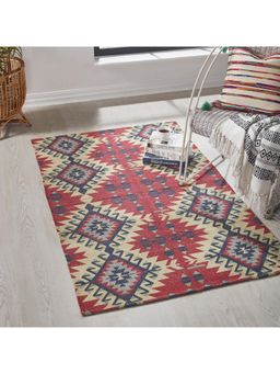 Mona B - Feet Ethnic Red Rug (3.5x5.5 Feet)