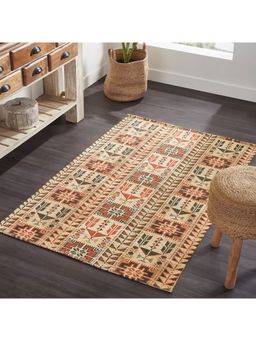 Mona B - Feet Ethnic Beige Rug (3.5x5.5 Feet)