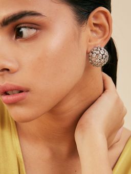 Isharya - Silver Cz Mesh Small Stud Earrings