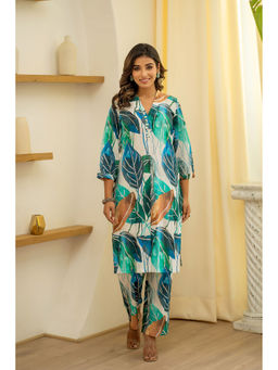 Autumnlane - Maurya Green Vibrant Cotton Printed Kurta with Pant (Set of 2)