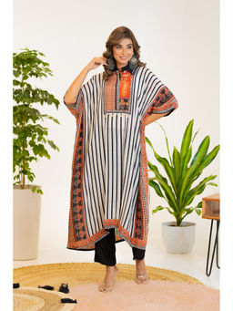 Autumnlane - Maurya White Jade Premium Muslin Kaftan Kurta with Pant (Set of 2)