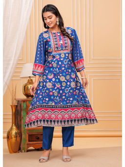 Autumnlane - Maurya Cobalt Blue Premium Muslin Kurta with Pant (Set of 2)