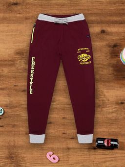 3PIN - Boys Cotton Stylish Comfy Joggers - Burgundy