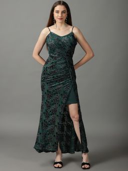 SHOWOFF - Womens Wrap Green Embellished Maxi Dress