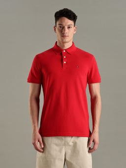 Tommy Hilfiger - Solid Slim-Fit Cotton Polo T-Shirt - Red