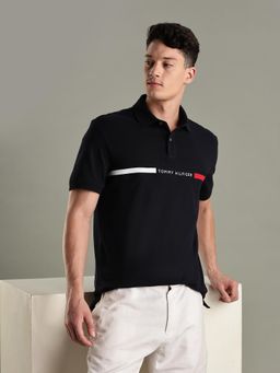 Tommy Hilfiger - Logo Regular-Fit Cotton Polo T-Shirt - Navy Blue