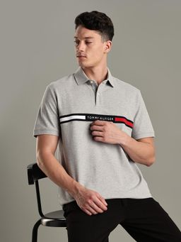 Tommy Hilfiger - Logo Regular-Fit Cotton Polo T-Shirt - Grey