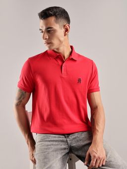 Tommy Hilfiger - Solid Regular-Fit Cotton Polo T-Shirt - Red