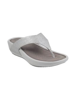 Mochi - Womens Silver Platform HeelsMochi Women Silver Synthetic Embellished Flipflops