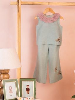 Tilsim by Sagarika Mehrotra - Dragonfly Dusky Green Embroidered Co-Ord Set