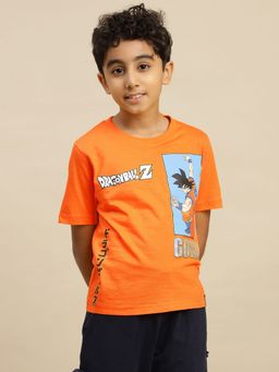 Kidsville - Orange Official Goku Graphic Printed Regular Fit T-shirt