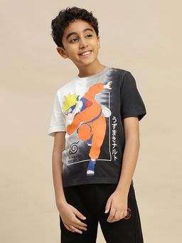 Kidsville - Multi-Color Official Naruto Graphic Printed Regular Fit T-shirt