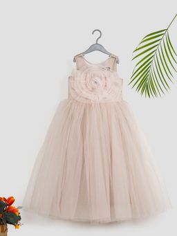 Toy Balloon Kids - Beige Gown Girls Party Wear Dress