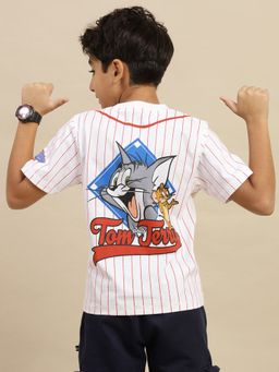 Kidsville - White Official Tom and Jerry Graphic Printed Regular Fit T-shirt