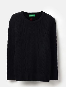 United Colors of Benetton - Boys Black Textured Sweater