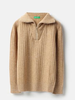 United Colors of Benetton - Boys Beige Textured Sweater