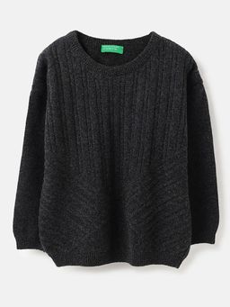 United Colors of Benetton - Girls Grey Textured Sweater
