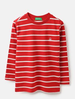United Colors of Benetton - Boys Red Striped T-Shirt