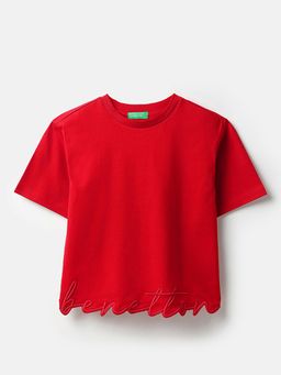 United Colors of Benetton - Girls Red Solid Cut Out Top
