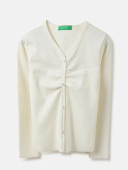 United Colors of Benetton - Girls Off White Textured Top