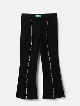 United Colors of Benetton - Girls Black Solid Flared Trousers