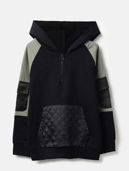 United Colors of Benetton - Boys Black Colorblock Hoodie