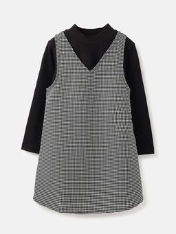 United Colors of Benetton - Girls Black Printed Dress with T-shirt