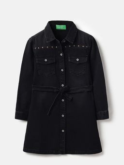 United Colors of Benetton - Girls Black Solid Denim Dress