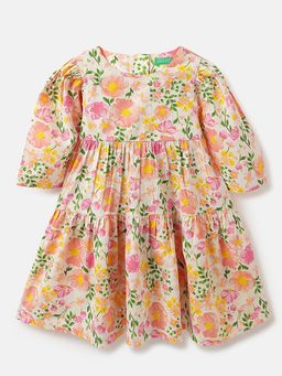 United Colors of Benetton - Girls Multi-Color Floral Tiered Dress