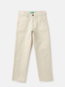 United Colors of Benetton - Boys Beige Solid Straight Trouser