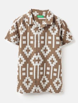 United Colors of Benetton - Boys Beige Printed Shirt