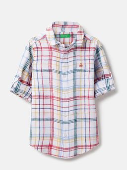 United Colors of Benetton - Boys White Checks Shirt
