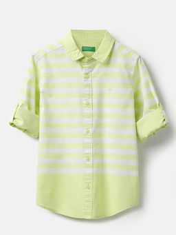 United Colors of Benetton - Boys Green Striped Shirt