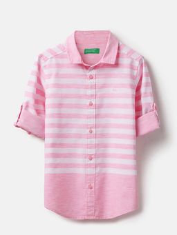 United Colors of Benetton - Boys Pink Striped Shirt