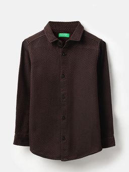 United Colors of Benetton - Boys Brown Textured Shirt