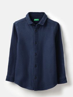 United Colors of Benetton - Boys Navy Blue Textured Shirt