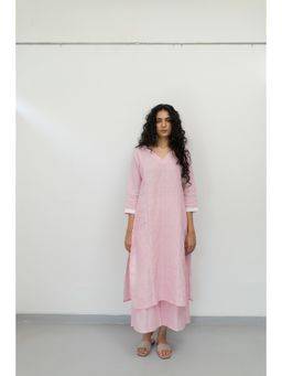 Silai Studio - Bubblegum Pink Linen Kurta and Palazzo (Set of 2)