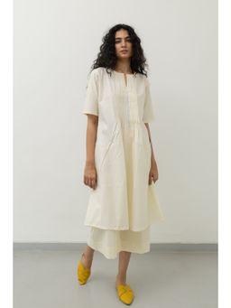 Silai Studio - Chalk Pin Tucks Cream Tunic and Palazzo (Set of 2)