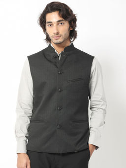 Rare Rabbit - Cerny Primary Black Print Bandhgala