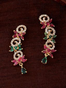 Estele - Gold Plated CZ Sparkling Twirl Designer Earrings for Women